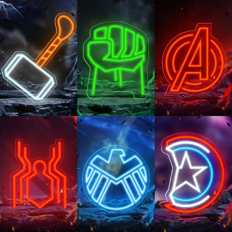 Home Improvement Game - Marvel Avengers Superhero Neon Light for