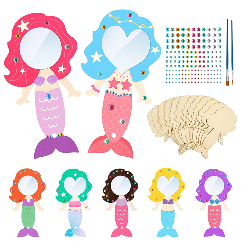 12PCS Mermaid Wooden Mirror Ha - Home Improvement Kids ulasan dan harga