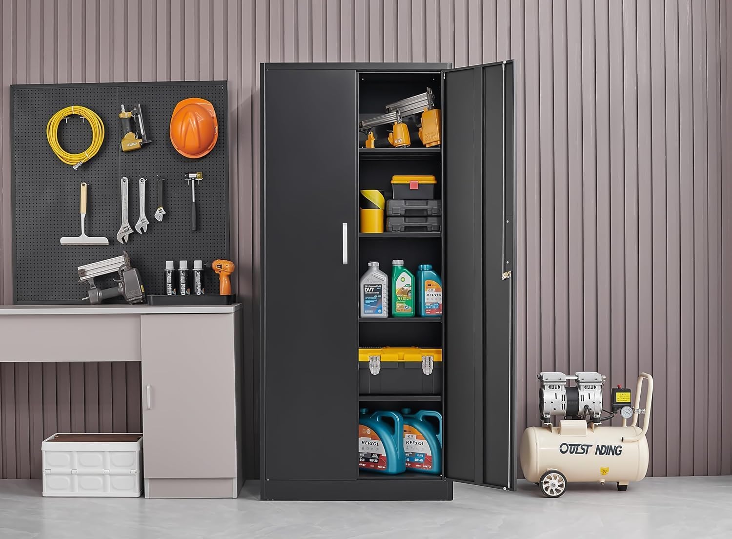 Metal Storage Cabinet With Adj - Home Improvement House ulasan dan harga